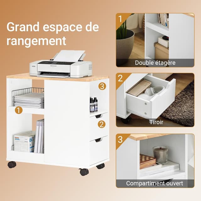Detalle 2 de SoBuy Meuble Imprimante Mobile avec roulettes