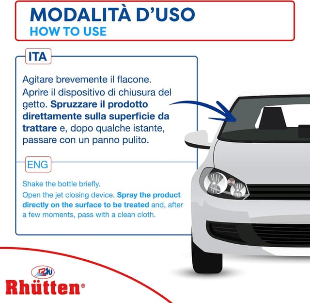 Detalle de Rhütten Pulivetro antipioggia 750 ml: effetto idrorepellente e antiappannante