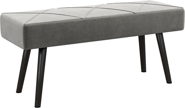 Detalle de HOMCOM BancBout de lit Banquette Velours Gris 100x36x45 cm