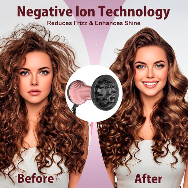 Detalle de WUFAYHD Diffuser Hair Dryer for Curly Hair (2-in-1 Ionic & Ceramic) for Wavy, Curly & Coily Styles