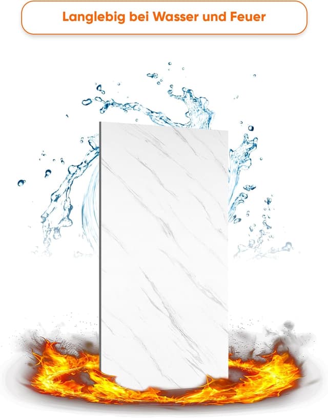 Detalle de IZODEKOR Wandpaneele Marmoroptik 60x120 cm – PVC Küchenrückwand & Spritzschutz in Ice Berg Grey