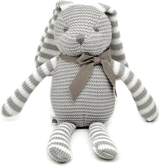 Detalle de FLUFFYFUN 100% Organic Cotton Grey Bunny Rabbit Teddy (30 cm) for Newborns