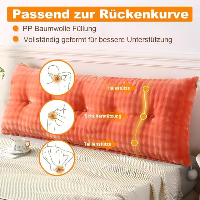 Detalle 2 de Shuyeon Rückenkissen & Keilkissen für Bett und Sofa mit abnehmbarem Bezug und Seitenfach