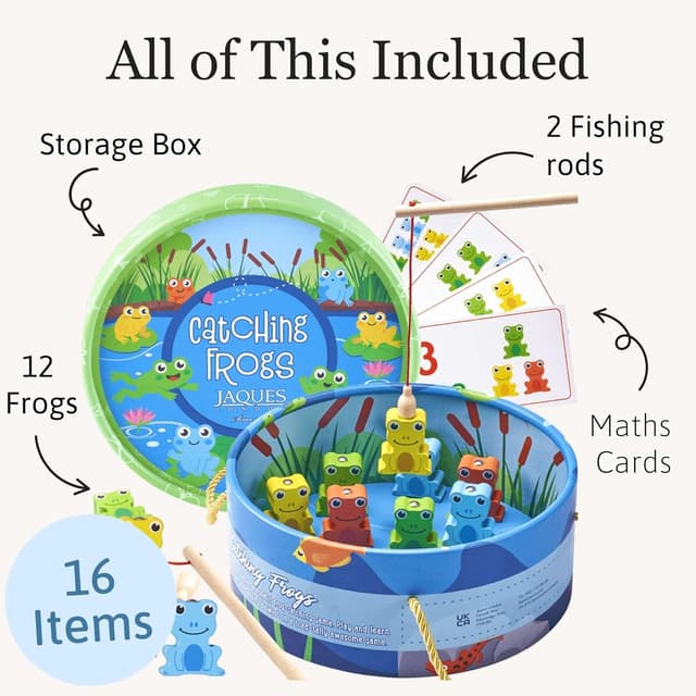 Detalle 2 de Jaques of London Hook the Frog magnetic fishing game with number cards for kids (2 years+)