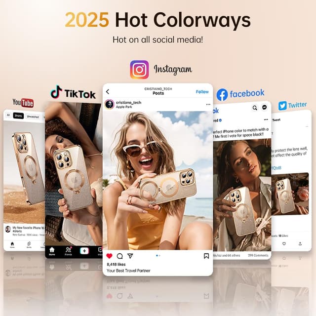 Thumbnail 6 de Peerock Official Desert Titanium iPhone 16 Pro Case with 360° Spin Stand (MagSafe Fit)