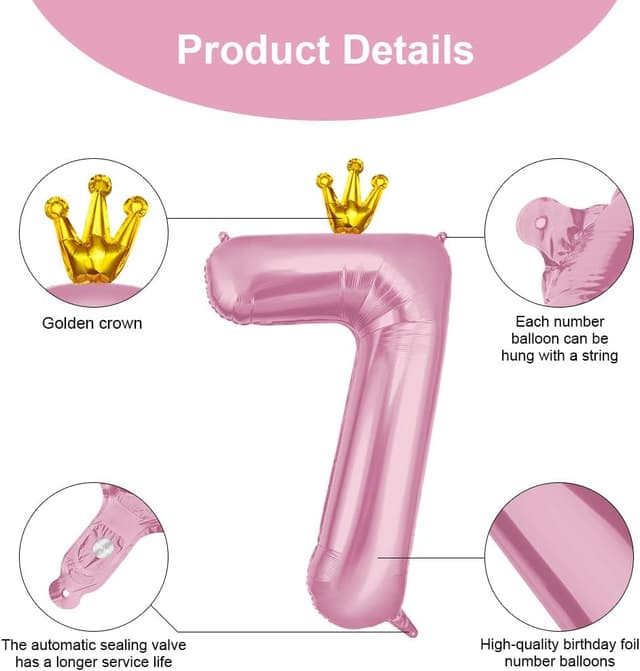 Thumbnail 2 de AOOSU Crown Pink Number Balloons