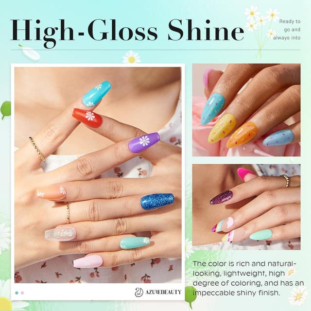 Detalle 2 de AZUREBEAUTY 31-Piece Dip Powder Nail Kit Starter (20 Neon Spring/Summer Colors) for DIY French Nails