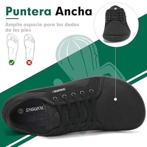 Detalle de SAGUARO Luck Ⅰ zapatillas barefoot minimalistas transpirable y antideslizante, negro (EU 43)