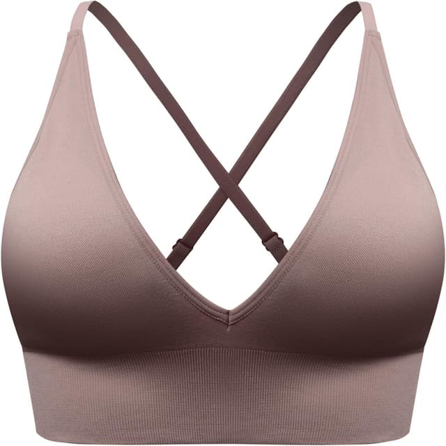 Detalle de SUNSESS Seamless Deep V Sports Bra (Non-wired) with Removable Pads and Criss-Cross/U-back Straps