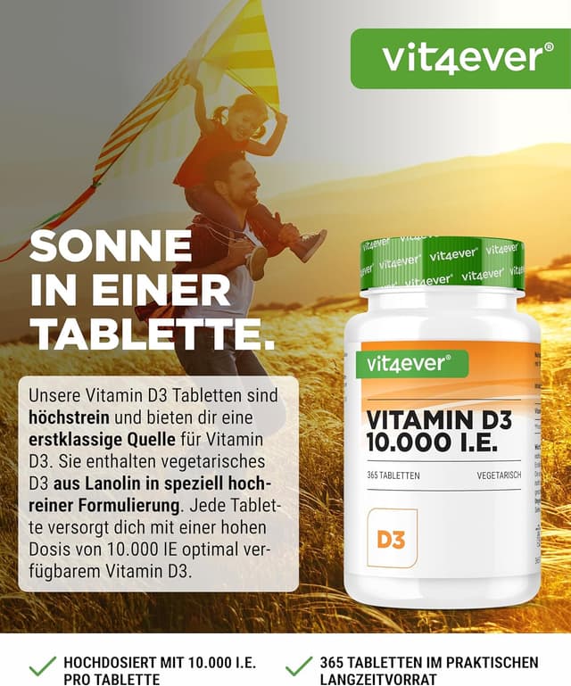 Detalle 2 de Vitamin D3 10.000 IE Depot - 365 Tabletten