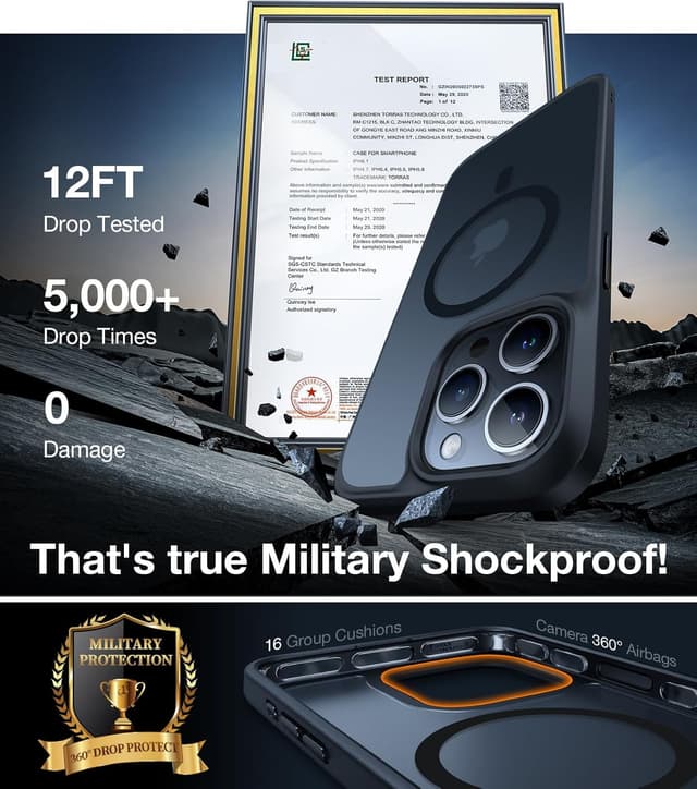 Detalle de TORRAS Guardian-Mag iPhone 15 Pro Max Case with MagSafe (Matte Black)