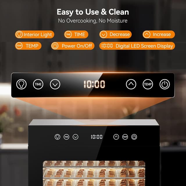 Detalle 2 de Food Dehydrator Machine with 8 Stainless Steel Trays, 650W Motor, Adjustable Temperature & 48-Hour Timer (Jerky, Fruits, Herbs, Dog Treats)