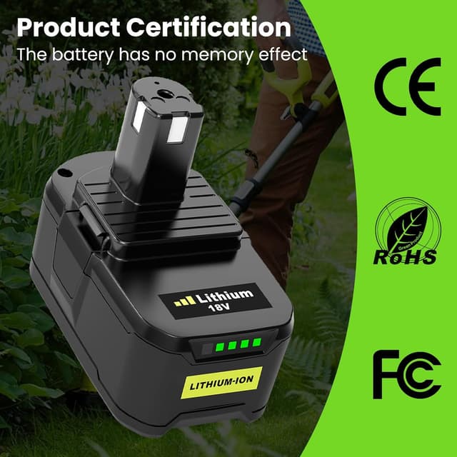 Detalle de TOPBATT 2x18V Ryobi compatible 5.0Ah batteries