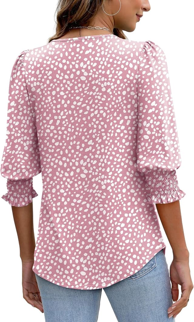 Detalle de Aokosor Women’s 3/4 Sleeve Crew Neck Tunic Top with Curved Hem