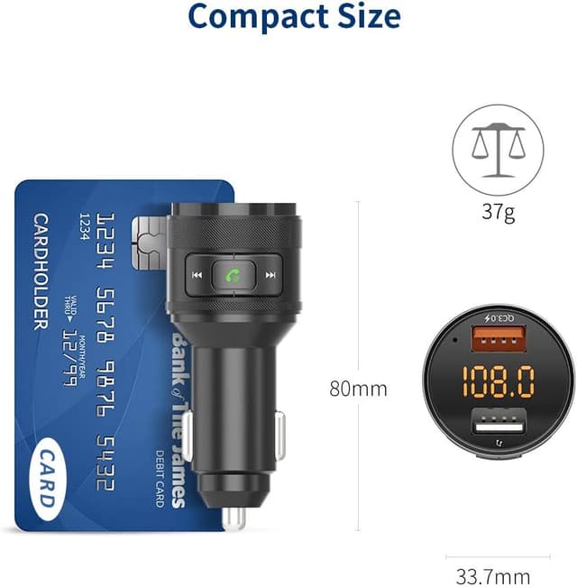 Thumbnail 6 de ZeaLife Bluetooth FM Transmitter für Auto – mit 2× USB, QC3.0 und Freisprecheinrichtung