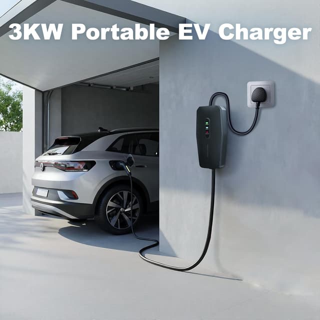 Detalle 2 de VDLPOWERVP Type 2 to 3-pin EV charger (5m cable, 13A) with LED status indicators and IP65 protection