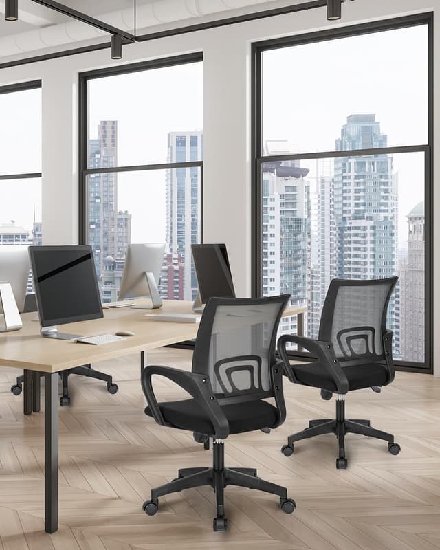 Detalle 2 de NEO CHAIR Office Desk Computer Chair with Breathable Mesh, Adjustable Lumbar Support, and Swivel Wheels (Black)