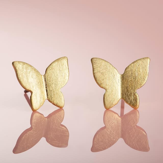 Detalle 2 de Orecchini a lobo Namana con farfalla, finitura spazzolata e confezione regalo