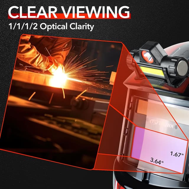 Detalle de TRQWH Auto-Darkening Welding Helmet KTS-HD94 with True-Color Lens, Wide View & Auto-Darkening