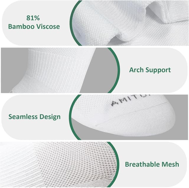 Detalle de ZAKASA Bamboo Ankle Men’s Trainer Socks with Seamless Toe & Arch Support