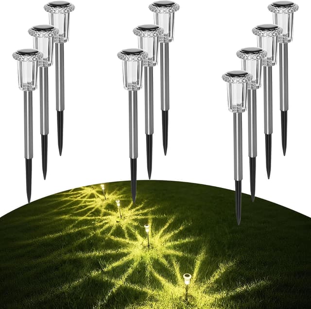 Detalle de Sylvwin luci solari da giardino a LED (confezione da 10) bianco caldo, IP44