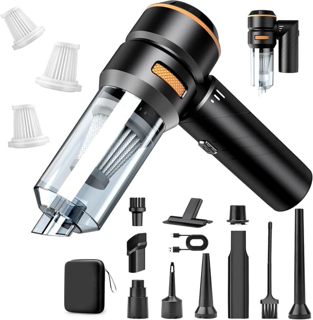 Detalle de MILFECH 4-in-1 Akku-Handstaubsauger (22.000 Pa, 3 Modi) für Auto, Haus & Tierhaare – kabellos