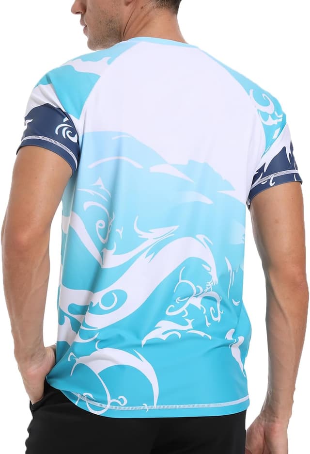 Detalle 2 de VAYAGER Rash Guard anti-UV UPF 50+ manches courtes pour hommes (séchage rapide, coupe décontractée)