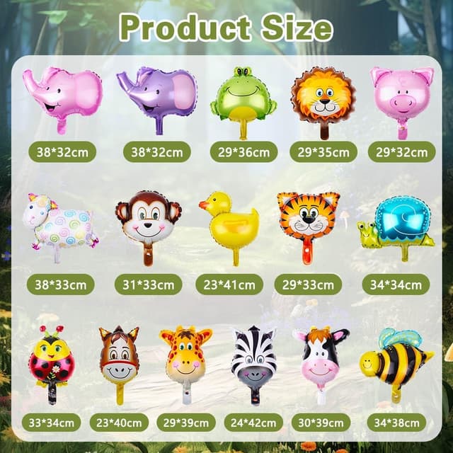 Detalle 2 de OSDUE Ballons Animaux Jungle 16 pcs đ