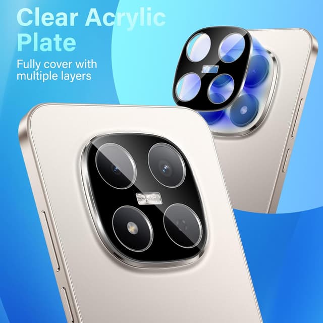 Detalle de Yenwen Kameraschutz für Xiaomi Redmi Note 15 Pro / Note 15 Pro Plus / POCO M8 Pro (3 Stück) – 9H Hartglas, HD-klar