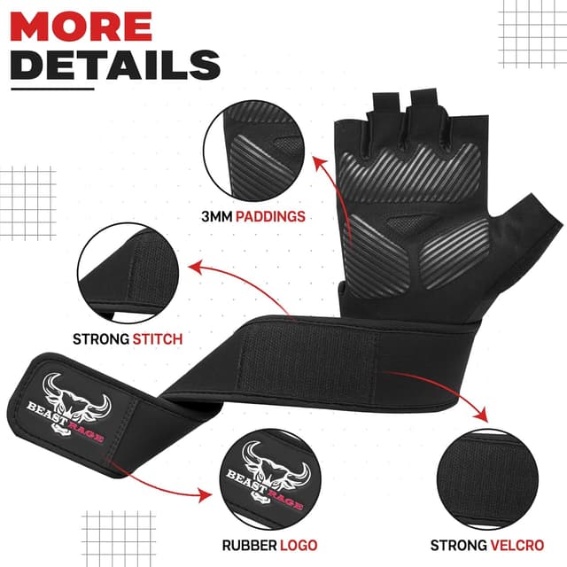 Thumbnail 1 de Beast Rage Gants d'haltérophilie poignet rembourré