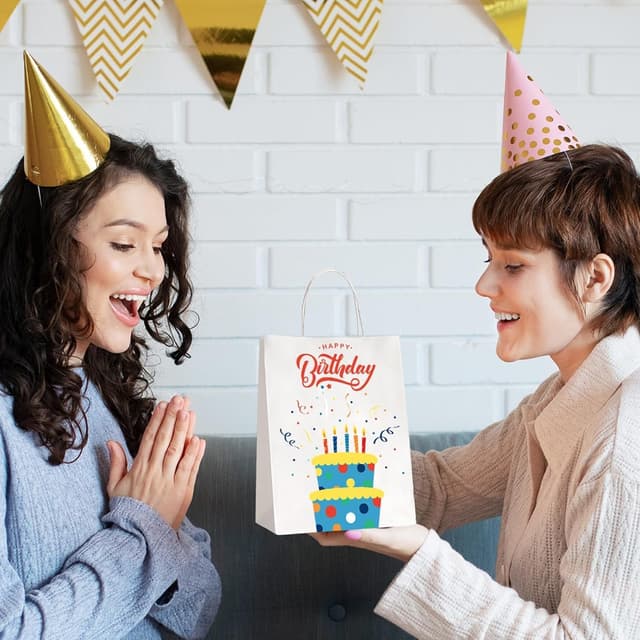 Thumbnail 6 de Switory 12er Geburtstag Geschenktüten (15 x 8 x 21 cm) mit Henkel, weiß – „Alles Gute zum Geburtstag“