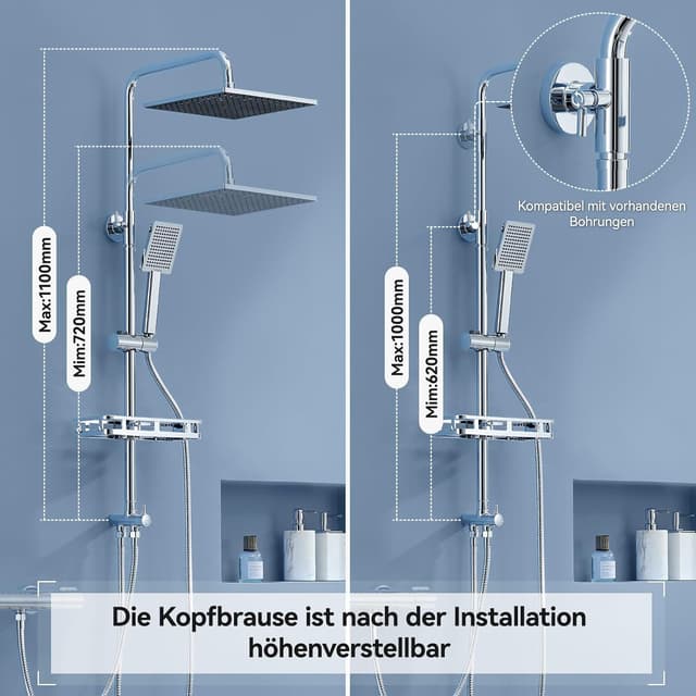Detalle 2 de Auralum Regendusche 25 x 25 cm Edelstahlset