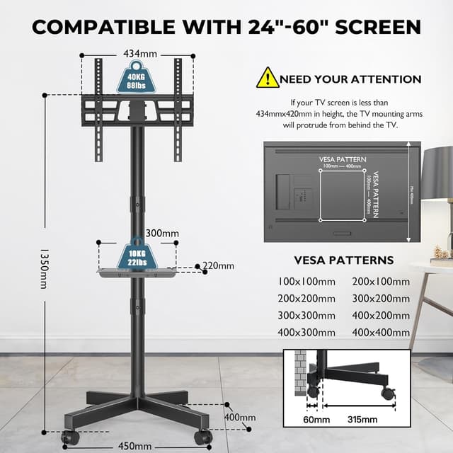 Thumbnail 5 de BONTEC TV Ständer höhenverstellbar 24–60"