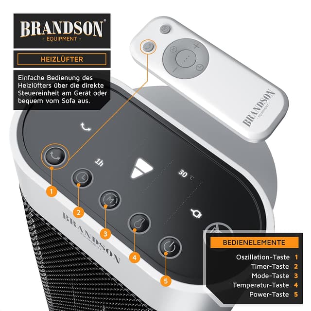Thumbnail 3 de Brandson Heizlüfter mit Fernbedienung — Thermostat, Timer