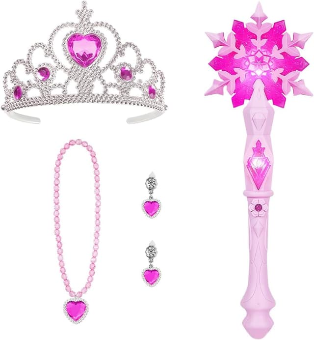 Thumbnail 6 de AUYAO Bacchetta Magica Bambina LED a Fiocco di Neve con collana e orecchini a corona