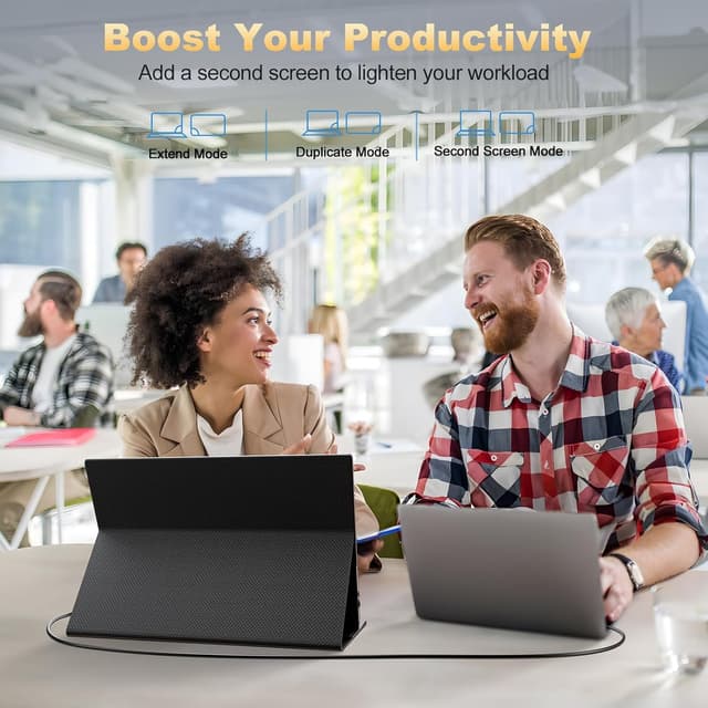 Detalle de MOMODS 18.5-inch Portable Monitor (120Hz, 1080P FHD, USB-C & Mini HDMI) with Smart Cover and VESA support