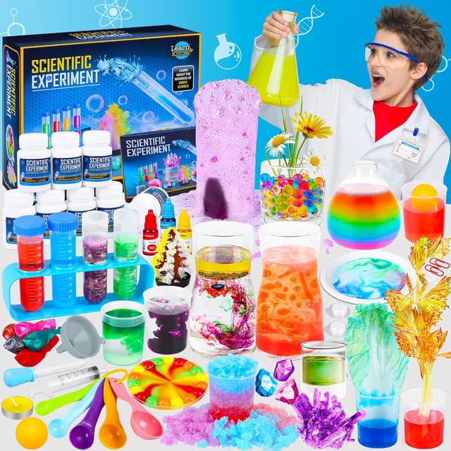Detalle de 80+ Experiments Science Kits for Kids (Volcano & Fizzy Reaction) – Chemistry and colour learning STEM toy set