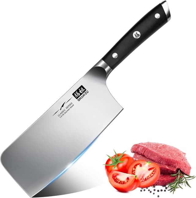 Detalle de SHAN ZU Coltello da cucina 20 cm da chef, lama 5Cr15Mov con manico ergonomico in legno