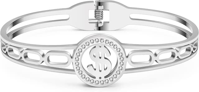 Detalle 2 de YAYAKO pulsera de acero inoxidable con strass 18k plating oro/plata