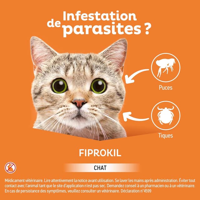 Detalle 2 de Clément Thékan Fiprokil antiparasitaire pour chat 50 mg 🐱