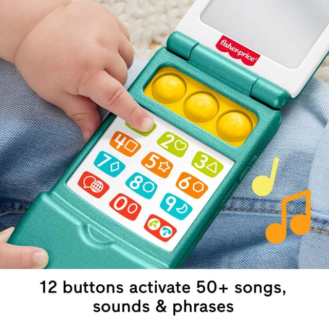 Detalle de Fisher-Price Laugh & Learn flip phone toy (JMM31) with multilingual play