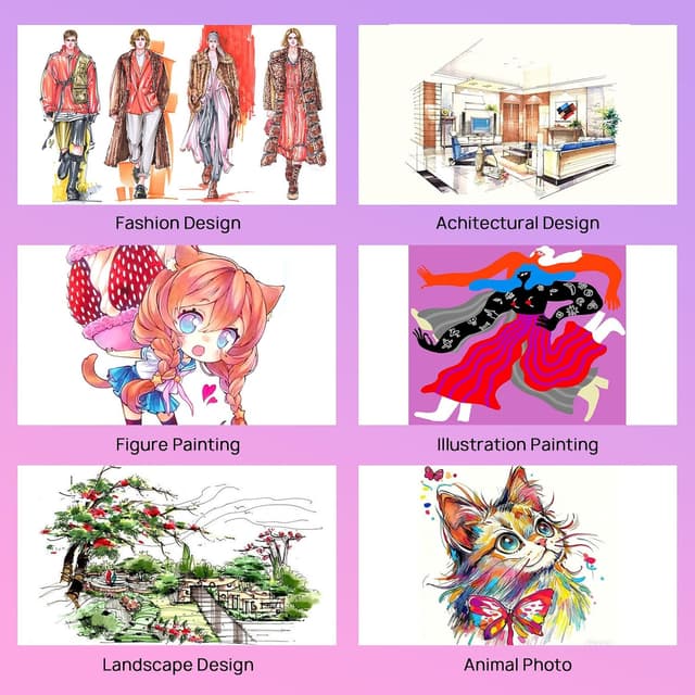 Detalle de XIGENIC 120 Alkohol Marker Set – 120 Farben mit Twin-Tip Spitze zum Skizzieren, Manga & Coloring Book