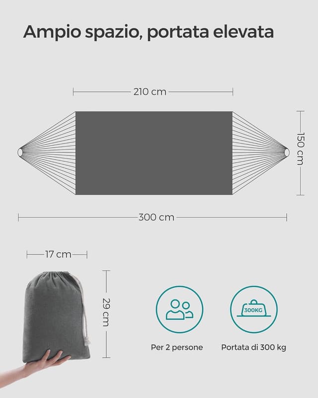 Thumbnail 6 de SONGMICS amaca doppia 300 kg, 210x150