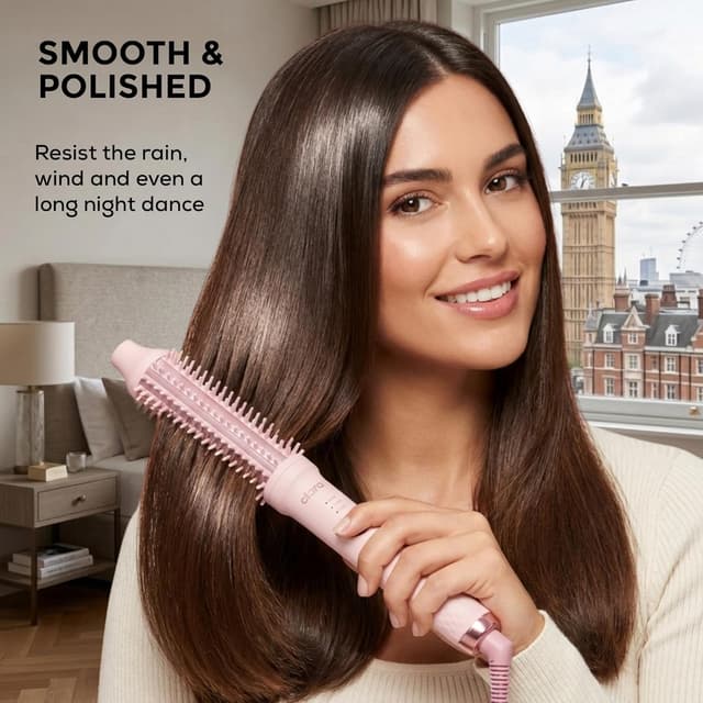 Thumbnail 6 de Clara Anti-Frizz Ionic Slim Hot Brush 32mm (5.5mm bristles) with Triple Heat Settings – Pink