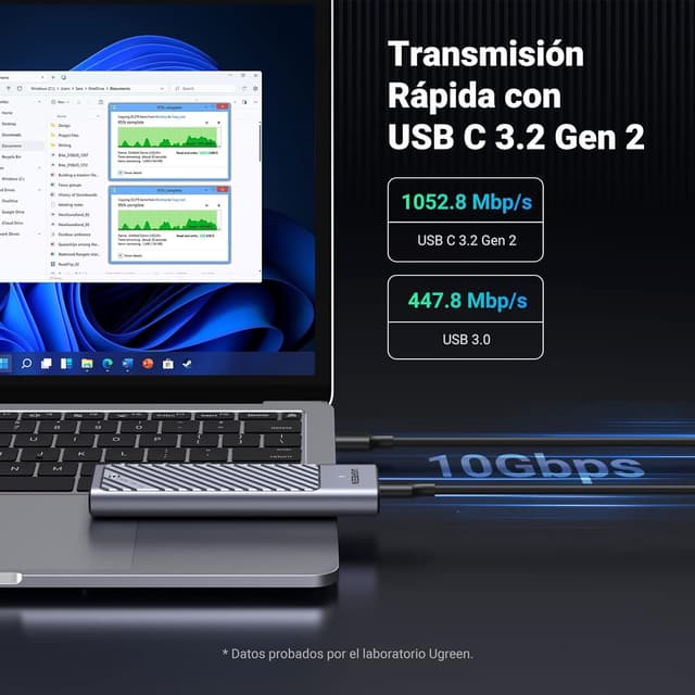 Detalle de UGREEN Carcasa M.2 NVMe USB C 10Gbps para SSD 🥇