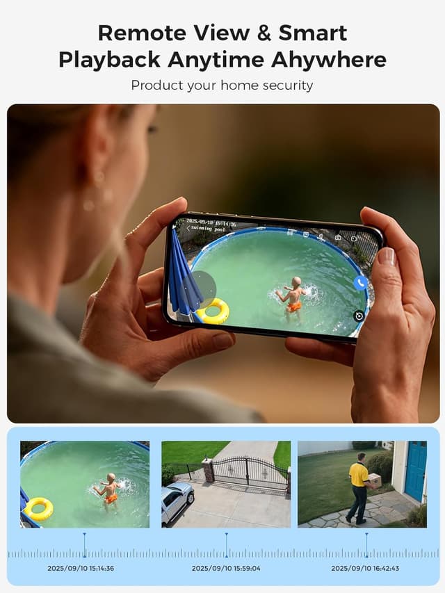 Detalle 2 de Kit vidéosurveillance extérieure Hiseeu 5MP + PTZ PoE : 4 caméras, NVR 8CH, vision nocturne couleur