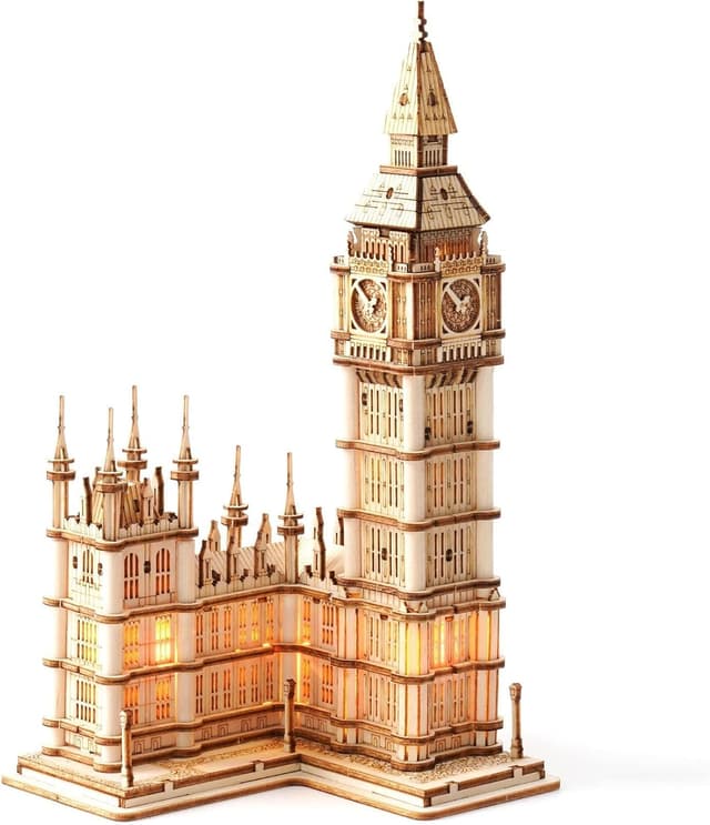 Detalle de RoWood 3D Holzpuzzle Big Ben Modellbausatz mit LED – DIY Bastelset für Erwachsene