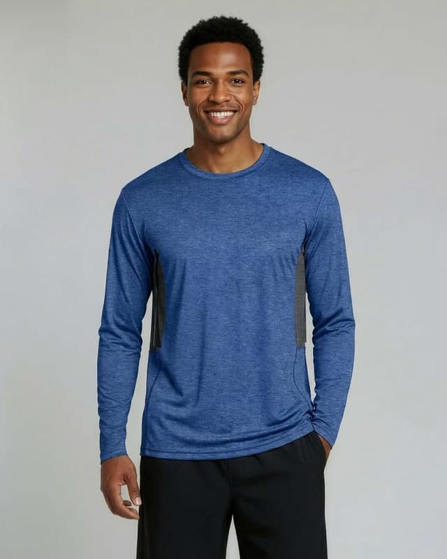 Detalle 2 de Real Essentials 4-Pack Men’s Long Sleeve Dry-Fit Moisture Wicking Shirts (UPF 50)