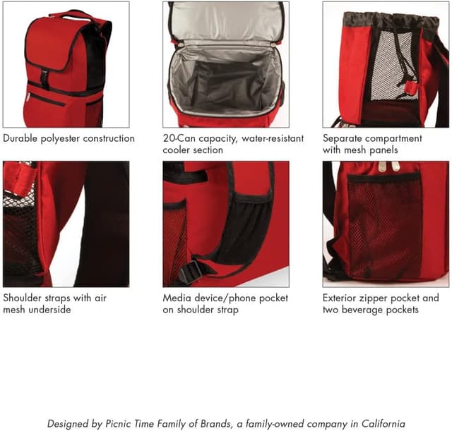 Detalle 2 de NCAA Boston College Eagles Zuma Backpack Cooler (Black) — Soft Cooler Lunch Bag