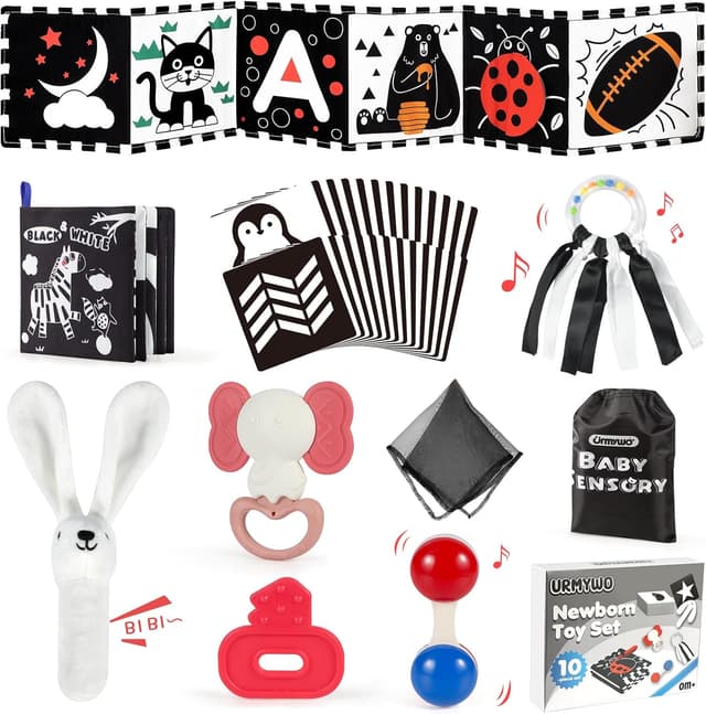 Detalle de URMYWO 29-piece newborn sensory toy set (black & white) for 0–6 months